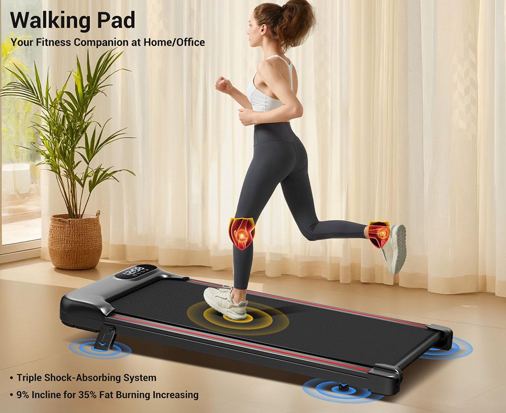 ROBORE S17 Walking Pad Laufband 8km/h, Neigbar 9%, mit Dreifacher Dämpfung und 2,5 PS Leisem Motor, 136kg Maximale Belastung
