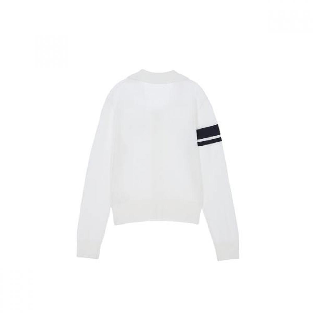 GOXO Airy Knit Zip Up Smile Heart White