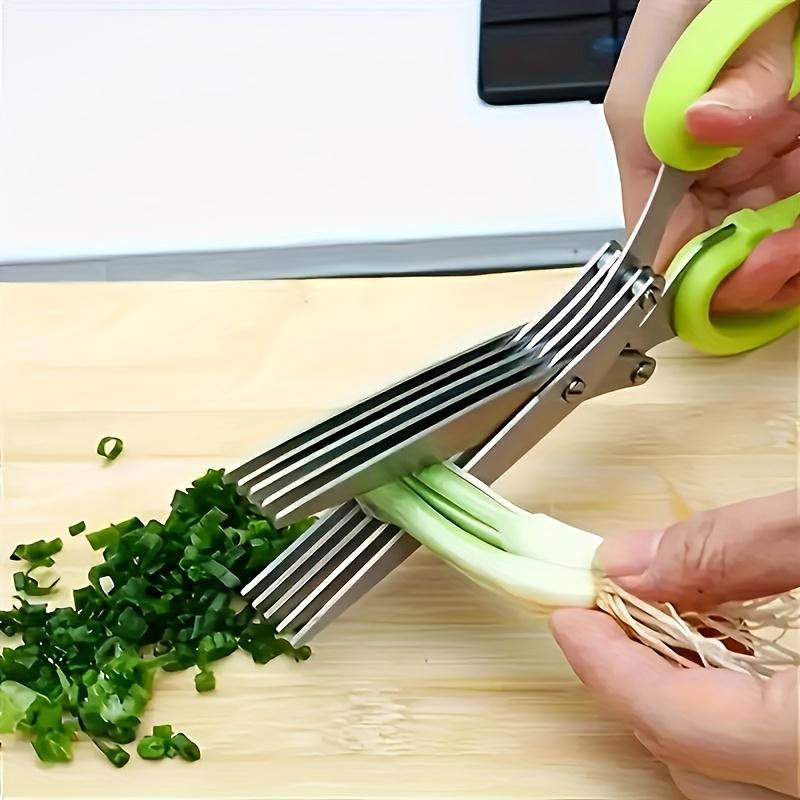 1PC 5-layer stainless steel kitchen scissors, durable, safe, with protective cover and built-in cleaner, made of stainless steel