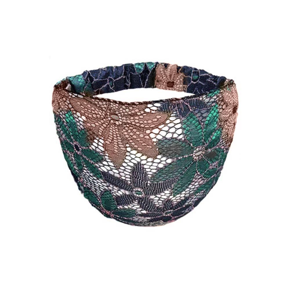 Hair Hoop Mesh Flower Headband Non Slip Wide Side Head Wrap Fashion Lace Hairbands  Mother