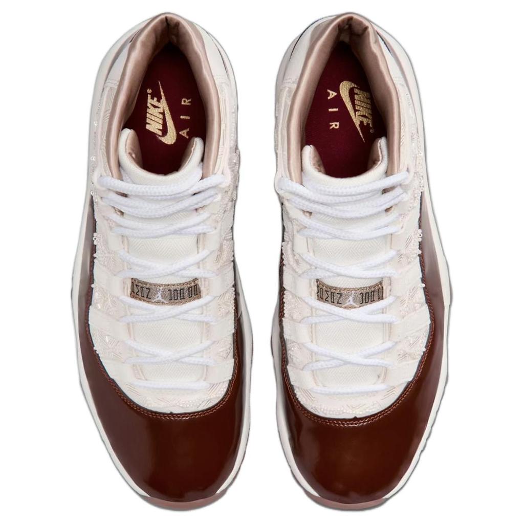 Jordan Air Jordan 11 High Top Vintage Basketball Shoes Unisex Beige Red IM8352-670