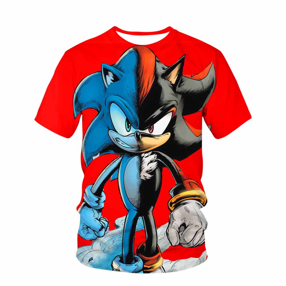 Cute Sonic Girl Cartoon T-Shirt Children's Short Sleeve Summer Casual T-Shirt Boys Sports Shirt Quick Drying Tops Tee