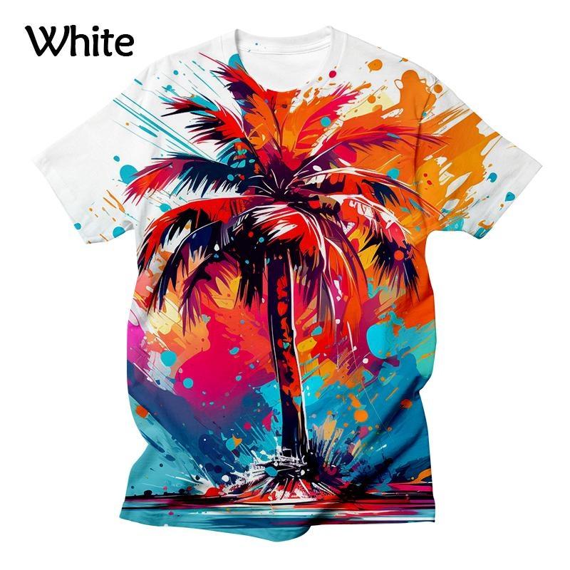 New Palm Tree Sunset Graphic Men's/women's Fashion 3D T-shirt Comfortable and Breathable Shirt Casual Funny Men's Summer Tees