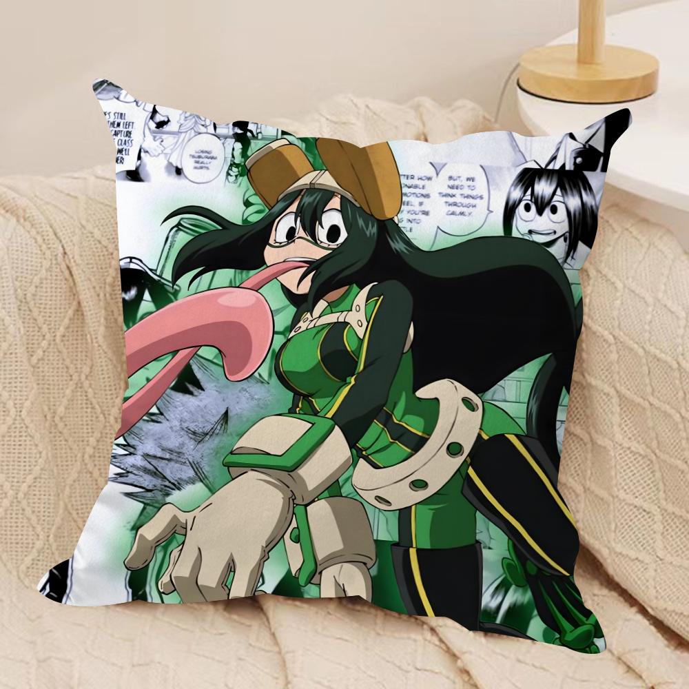 Froppy TTsuyu AAsui Cushion Cover Silky Short Plush DoubleSided Printed Pillow Case for Sofa All Seasons Home Decor Gift