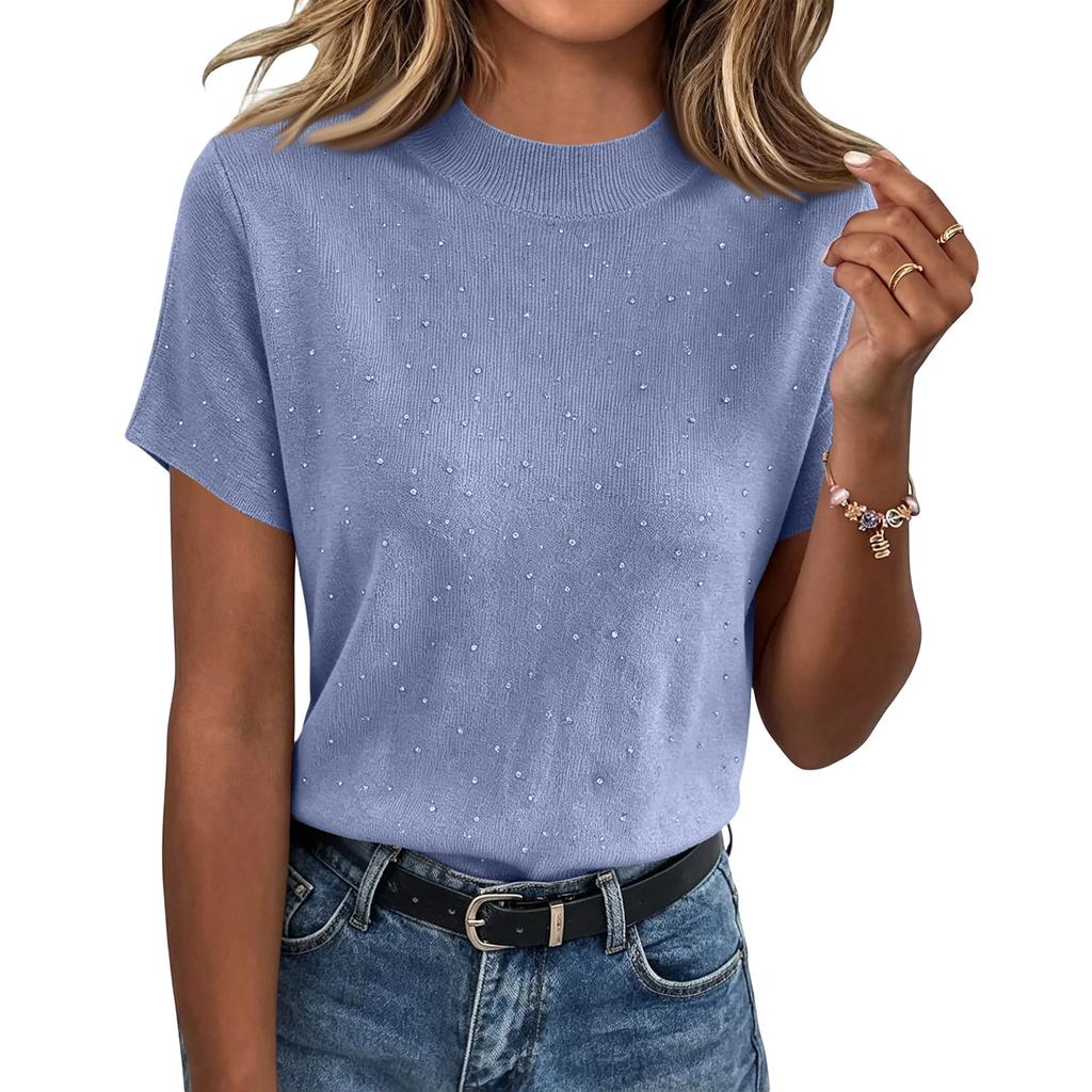 Womens Spring Tops Summer Shirts for Women Casual Knit Short Sleeve Tshirts Shirts for Women Dressy Tops for Women