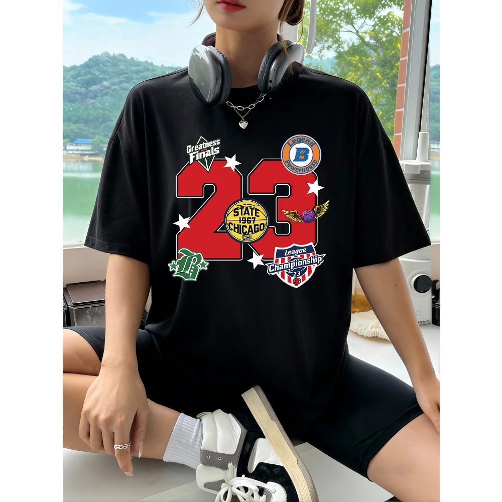

State Chicago 1967 Greatness Finals Printing T-Shirts Women Summer Cotton T Shirt All-Match Casual Top Loose Y2K S
