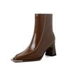 Fashion New Autumn Split Leather Knight Boots Square Toe Chunky Heel Boots for Women Winter Short Boots Concise Women Boots High Heels