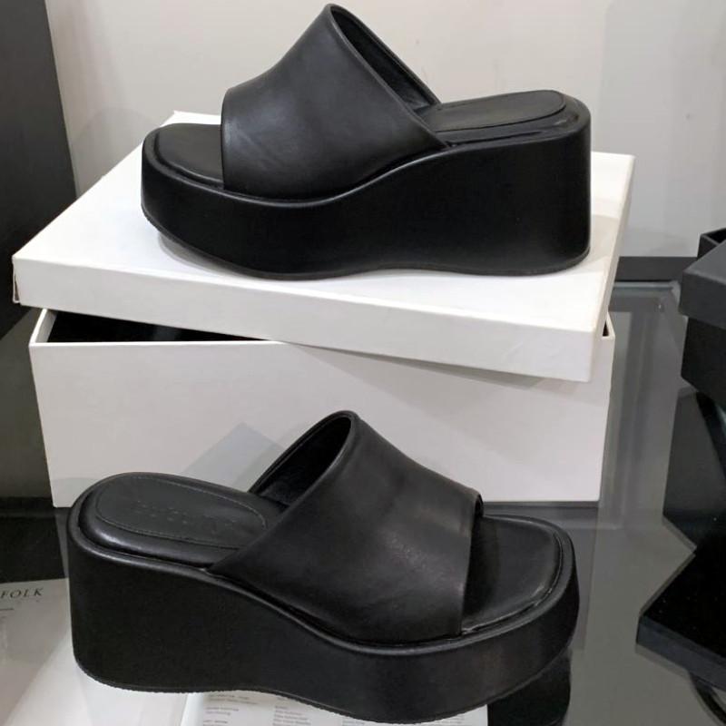 Fashion Round Toe Ultra High Slide Women Sandals Summer Fashion Open Toe Wedges Platform Sandals Simple Comfortable Non-slip Ladies Shoe