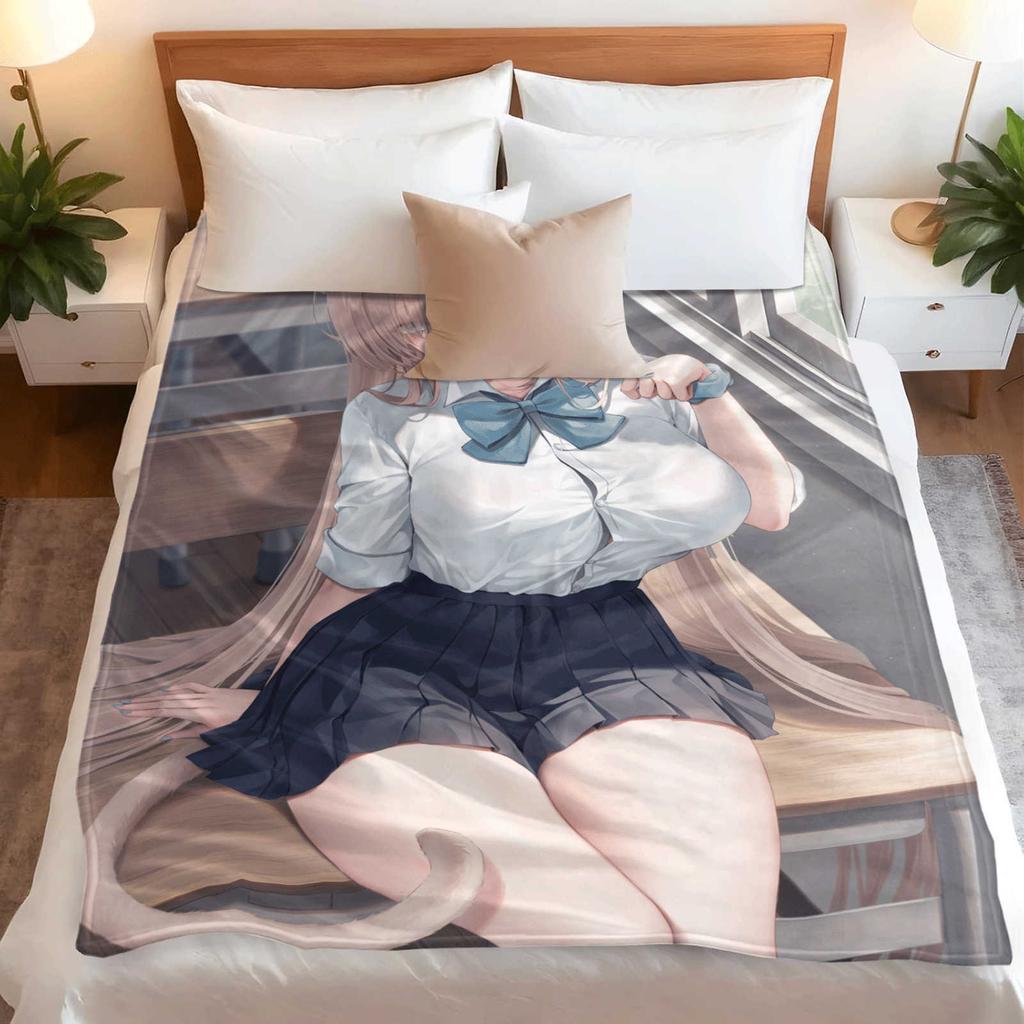 Cartoon Blue Archive Ichinose Asuna Flannel Blanket Cover Warm Soft Anime Blanket Multifunctional Decor Home Universal Blanket