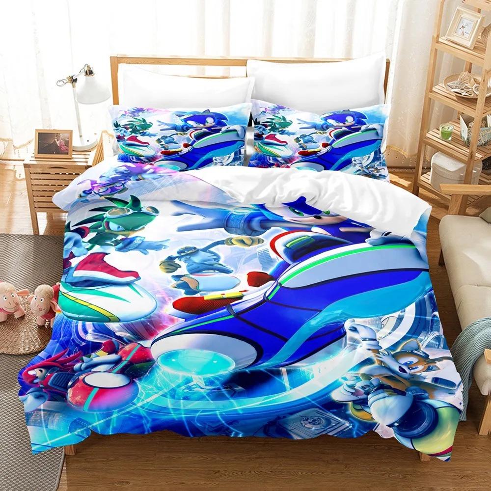 Duvet Cover Pillowcase Cartoon Movie H-Hedgehog S-SonicES 2/3 Piece Bedding Sets Twin Queen King Size Kids Adult 2/3piece Set