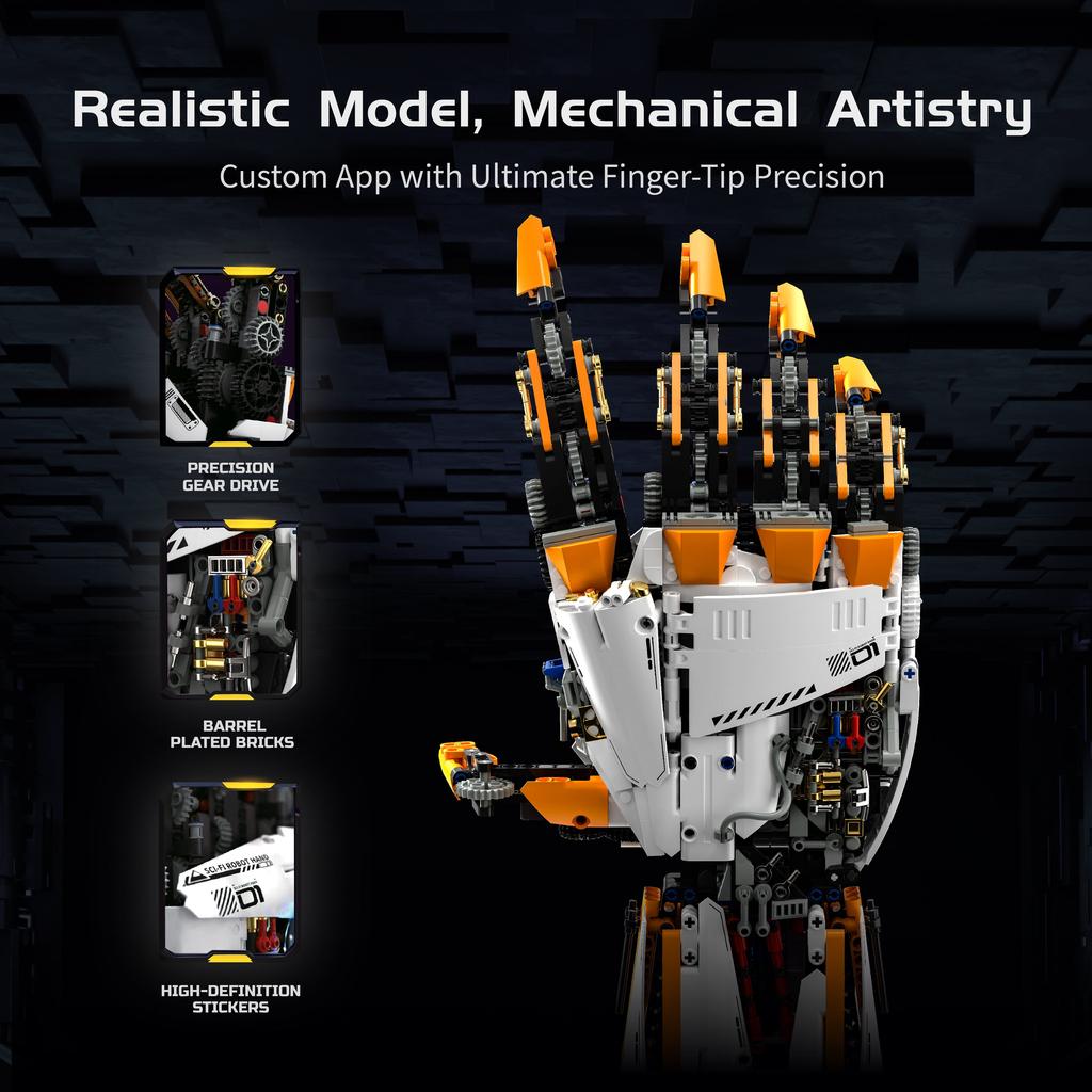 Moc Electric Bionic Robotic Arm Building Blocks Set Model Assembly Toy Home Decoration Educational Toy Birthday Holiday Gifts