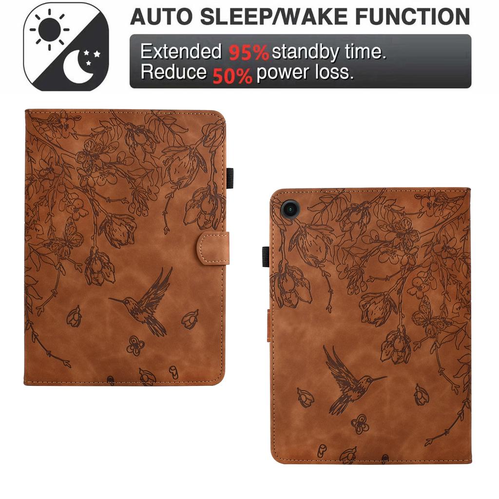 For Lenovo Tab M10 Plus (3rd Gen) Case Flower Bird Imprinted Card Holder Leather Tablet Cover