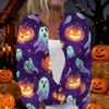 Women's Long Sleeve Knit Cardigan Button Up Sweater Halloween Print Casual Lightweight Outerwear for Fall and Winter