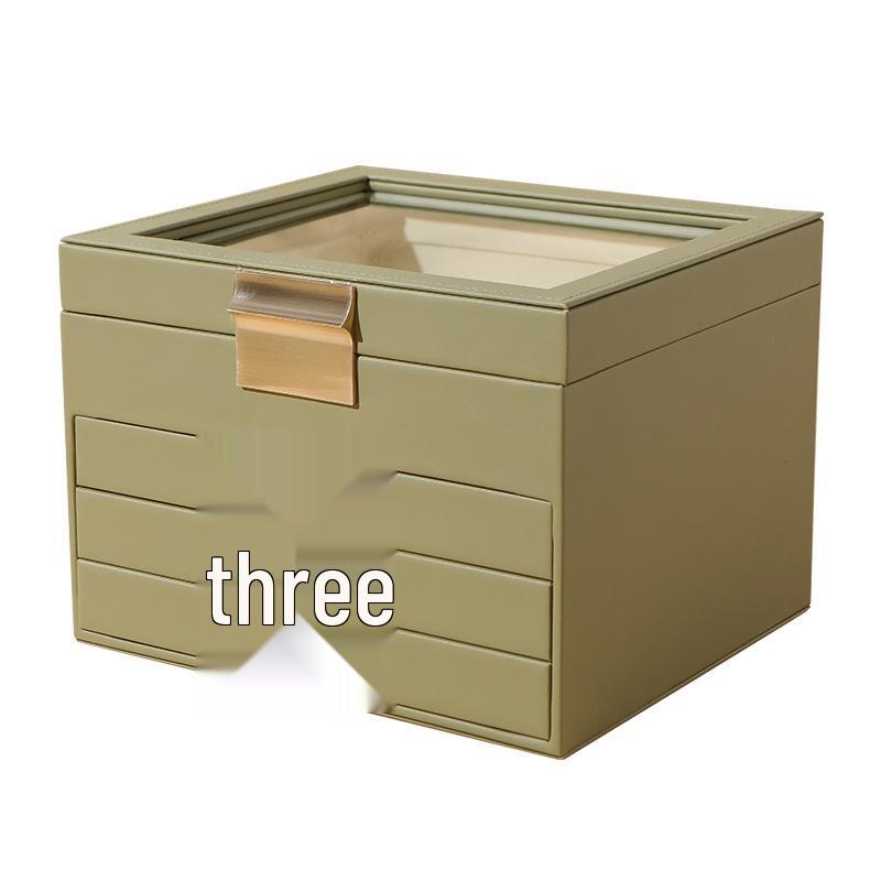 Cross-Border Jewelry Storage Box: Four-Layer Windowed Gold Drawer for Necklaces & Earrings