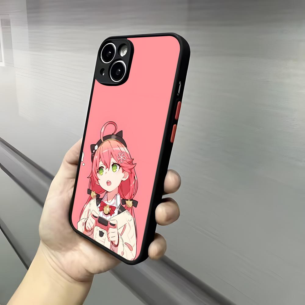 Pink S-Sakura M-Miko Phone Case For Iphone 17 16 15 14 13 12 Pro Max Xr Air Plus Skin Feel Black Hard Shell Cover