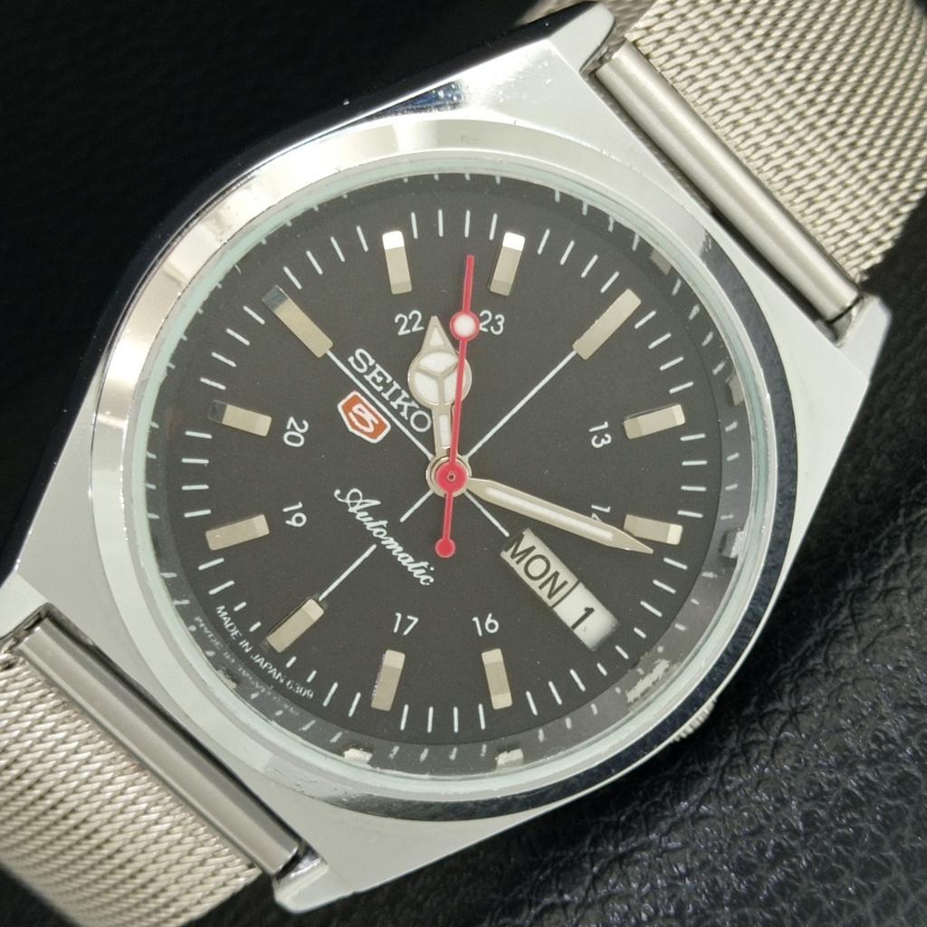 

JAPAN VINTAGE REFURBISHED SEIKO 5 AUTOMATIC 6309A MENS BLACK WATCH a442907-1