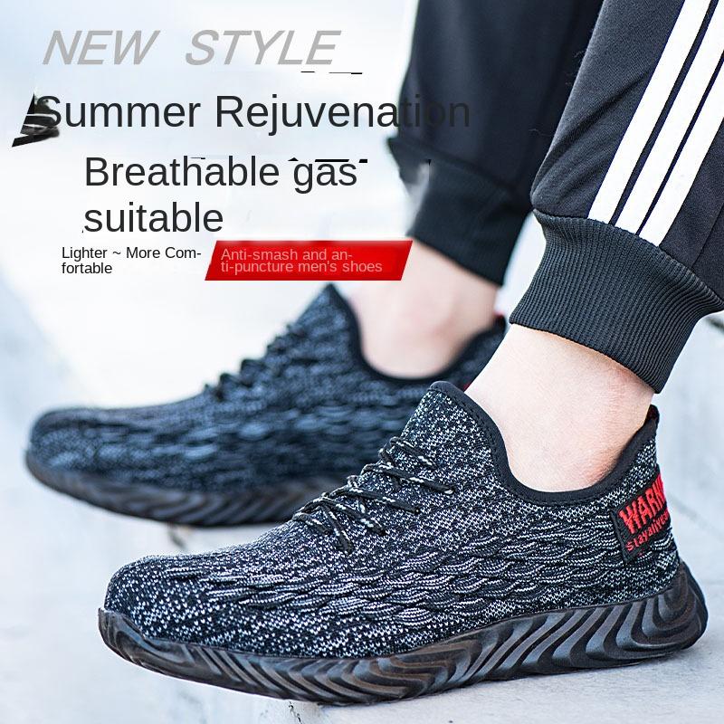 Labor Insurance Shoes, Fish Scale Fly-woven Mesh Fly-woven Anti-smash and Anti-piercing Men's Breathable Labor Insurance Shoes