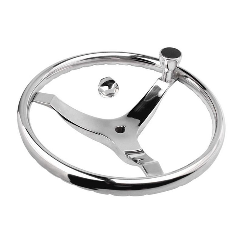 NEW-Stainless Steel Boat Steering Wheel, For Marine Boat Yacht With Control For Cable Helm 316 Stainless Steel Steer Wheel