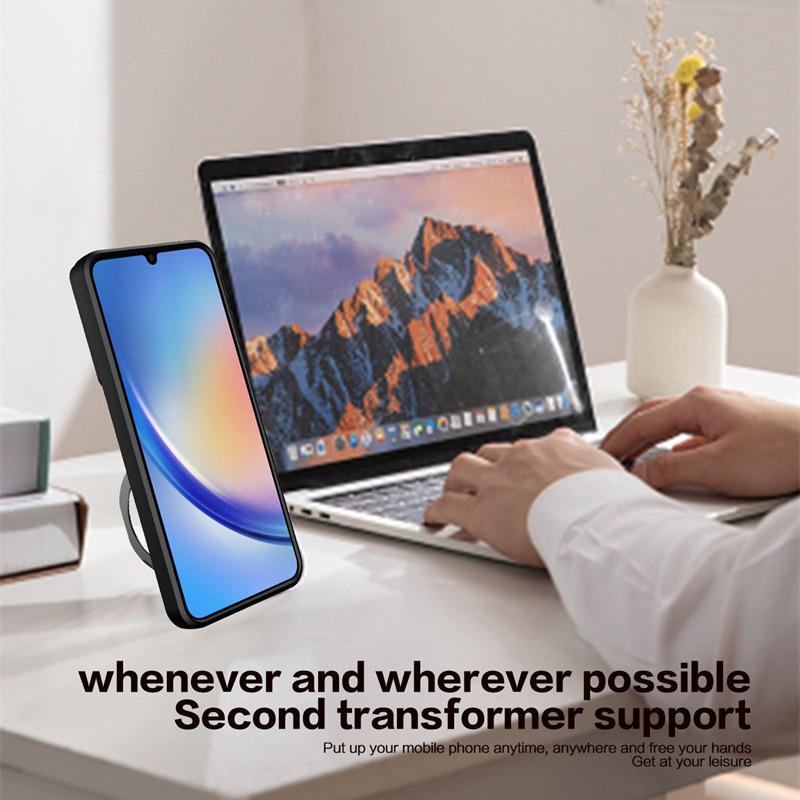 Samsung S25 Edge Anti-fall Magnetic Ring Stand Case with Push Window