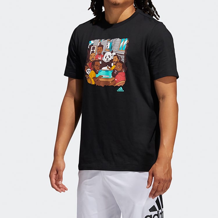 adidas T Shirts Men's Black Crew Neck Moderate Straight Fit GN2702