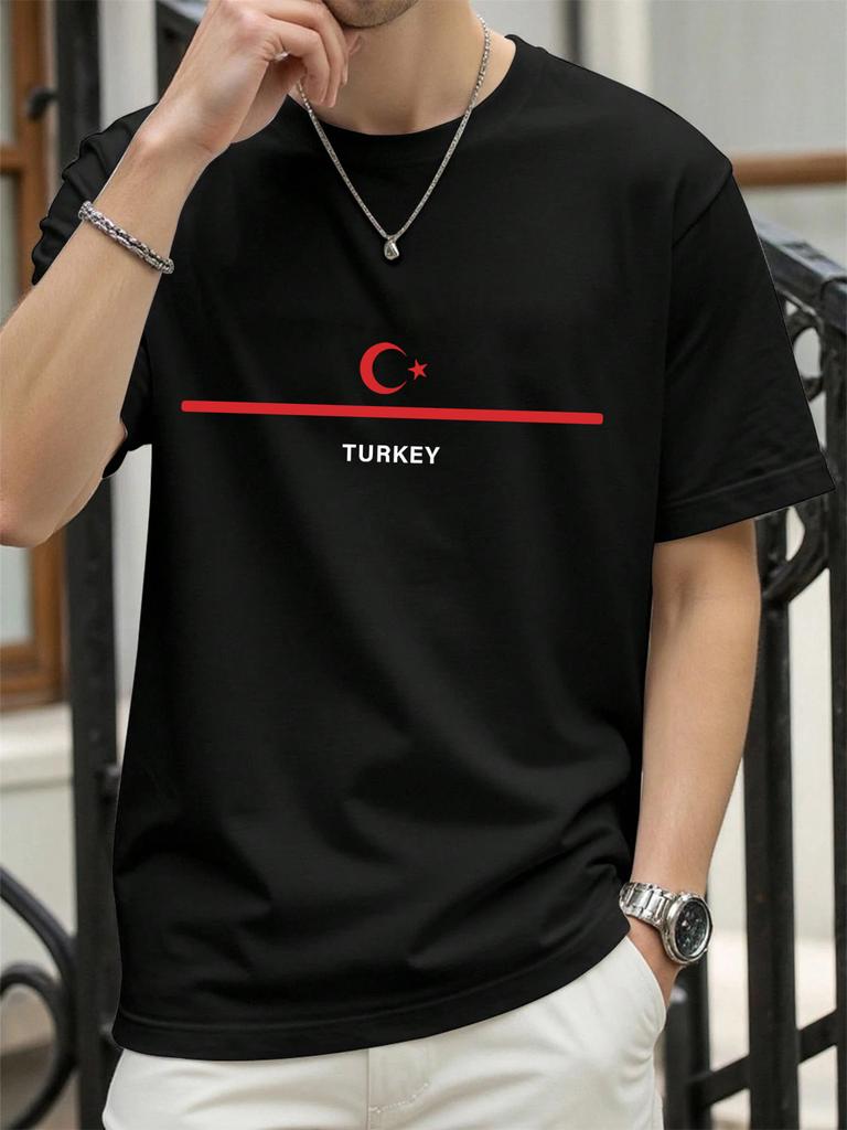 Turkey National Flag Printed Men T Shirts Hip Hop AllMatch TShirt Cotton Summer Clothes Casual Oversize Trendy Sportswear
