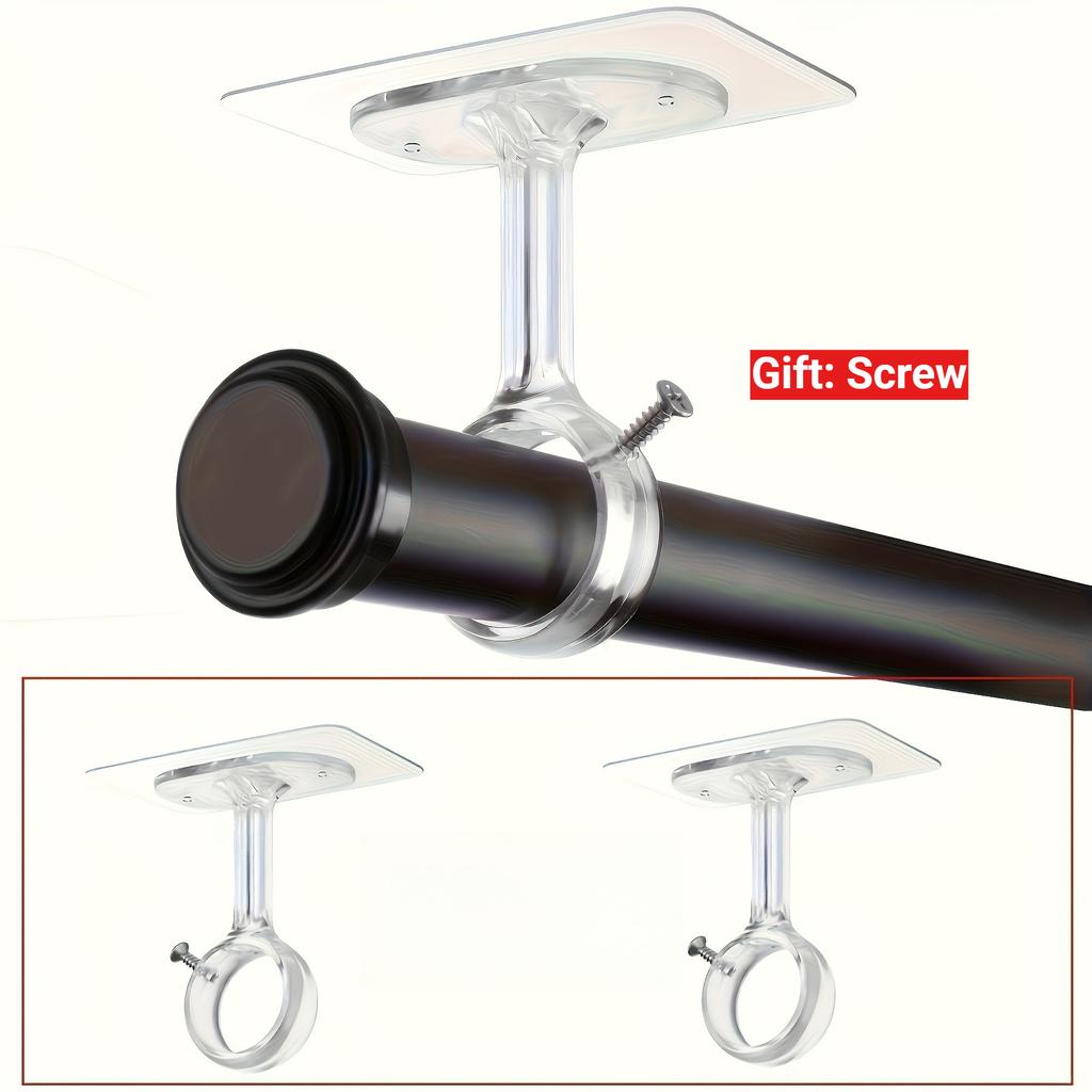 Non Perforated Ceiling Curtain Rod Bracket, Heavy-Duty Self-Adhesive Adjustable Curtain Hook Suitable for Wardrobes and Bedrooms