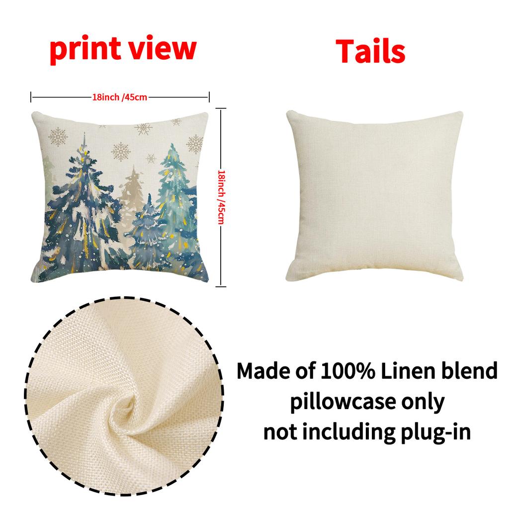 Christmas Pillow Linen Print Set Pillow Case Living Room Versatile Sofa Cushion Linen Breathable Cushion