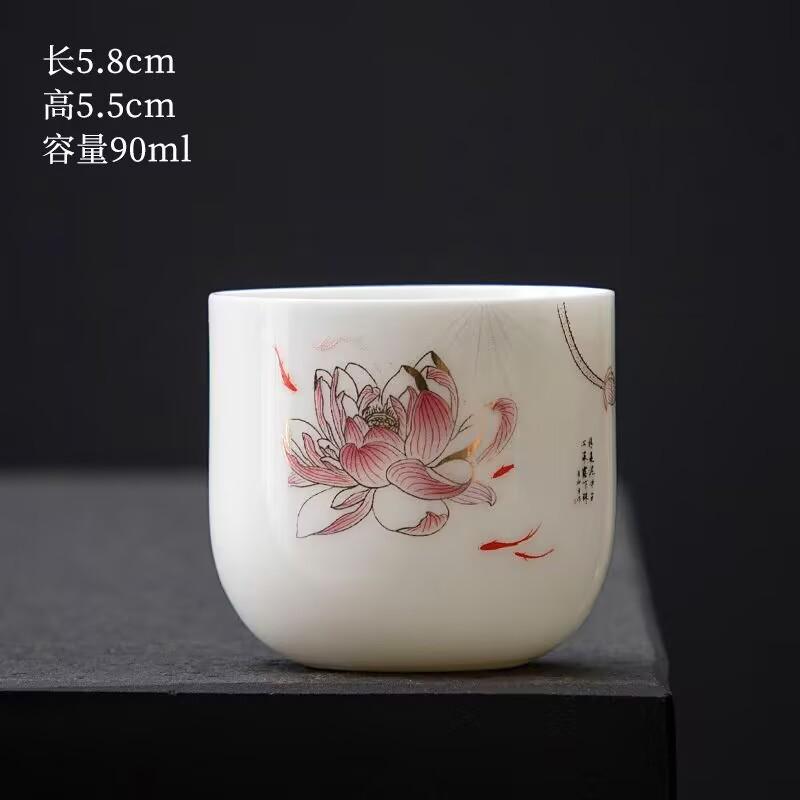 Suet Jade Teacup Ceramic Kung Fu Small Teacup Single Cup Master Cup Tea Set Tea Cup Set Tea Bowl Tea High White Porcelain