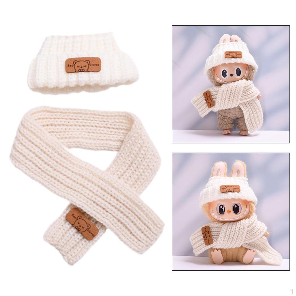 2 Pieces Doll Clothes Suit Clothing Hat and Scarf Set ,Miniature Soft Adorable Stuffed Animals
