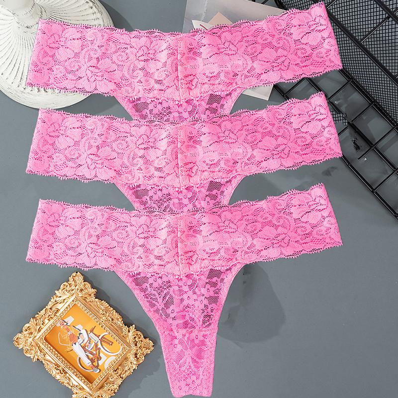 Mutandine da donna con motivo floreale ricamato moda tinta unita Slip a vita bassa da donna Intimo da notte