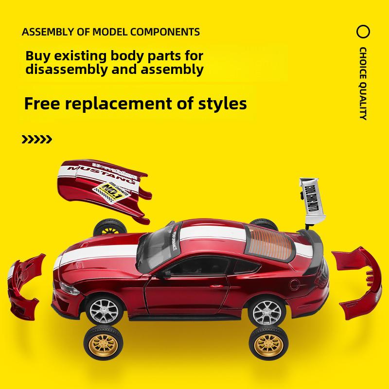 1/42 Ford Mustang GT Racing Model Car - CCA Color Amber Alloy, Assembly with Removable Parts, Modified Box Version
