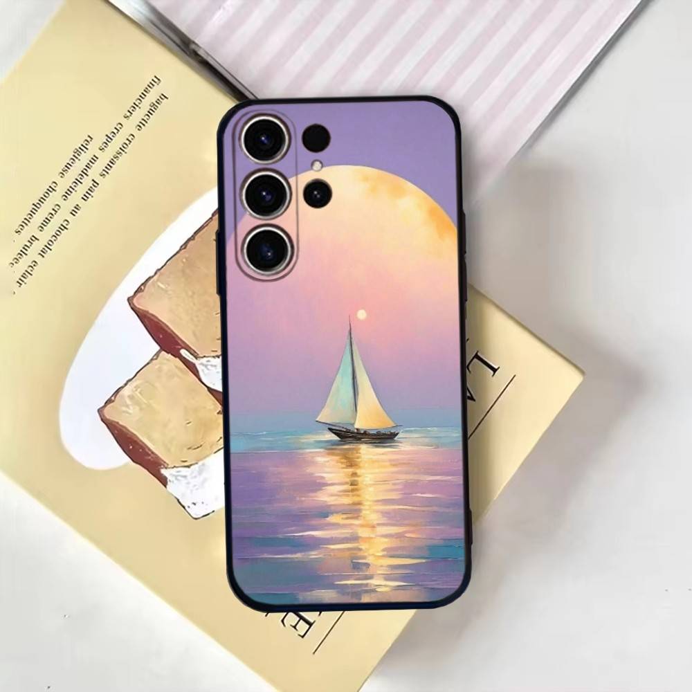 

Sailing Ship Boat Phone Case For SamsungS25,24,21,22,23,30,Ultra,20,Plus,Fe,Lite,Note,10,9,Soft Black Cover Samsung S10