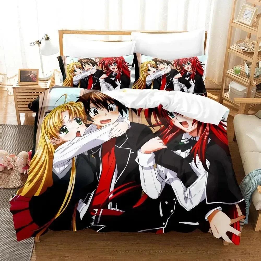 New Kawaii High School DxD Bedding Set Duvet Cover Sheet Printed Bed Set Pillowcase Bed Full Queen King Size Comforter Bedroom