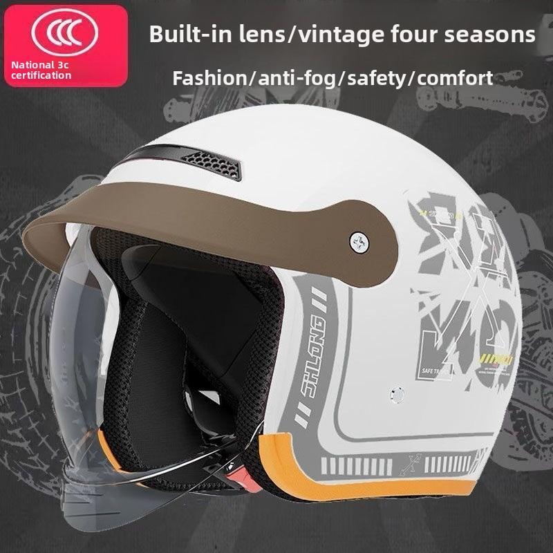 Electric Car Helmet Men's and Women's Half Helmets, Battery Car Winter Warm and Cold Four-season Universal Half Helmet Helmet