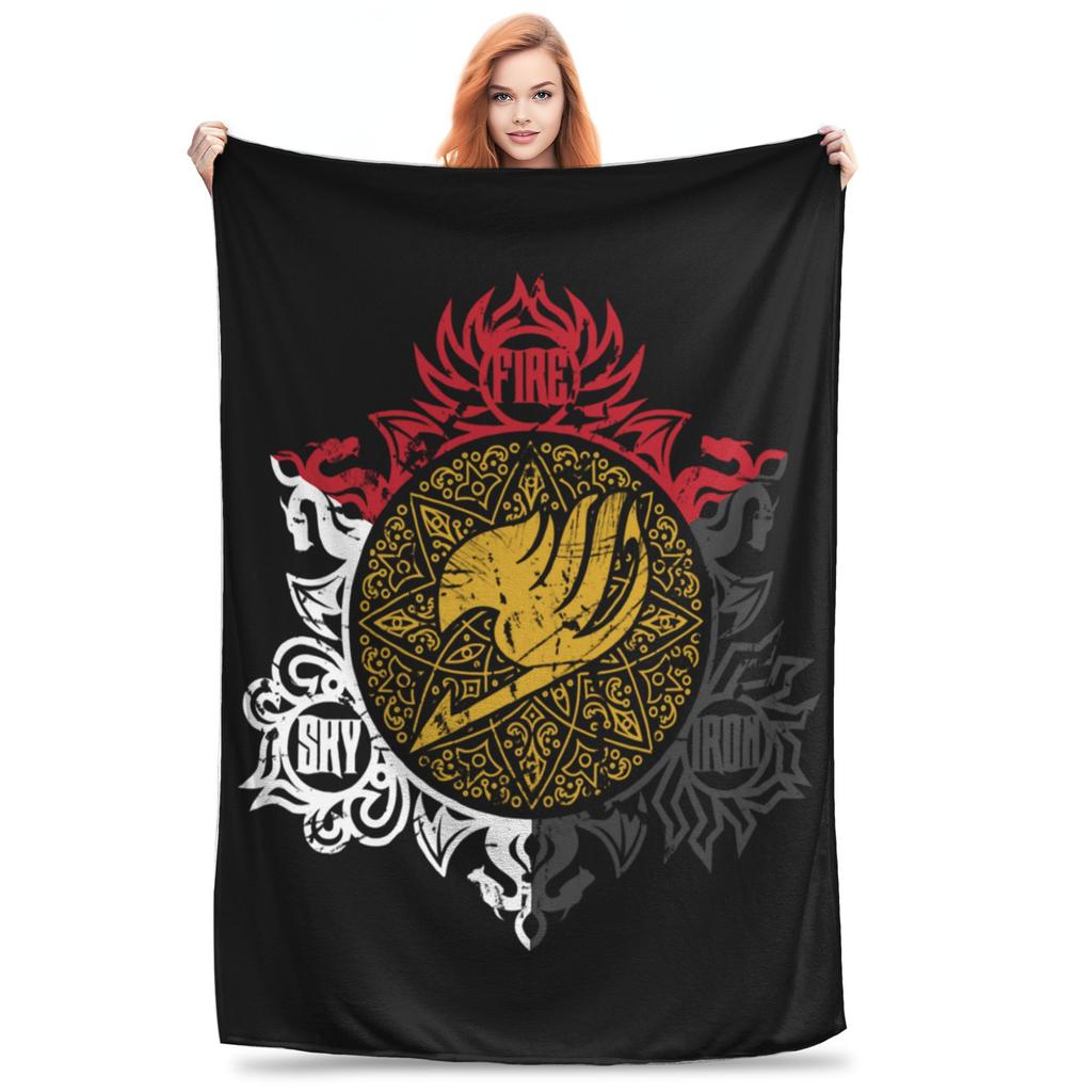 Fairy Tail Knitted Blanket Flannel  Super Soft Throw Blankets for Outdoor Travel Bedspread