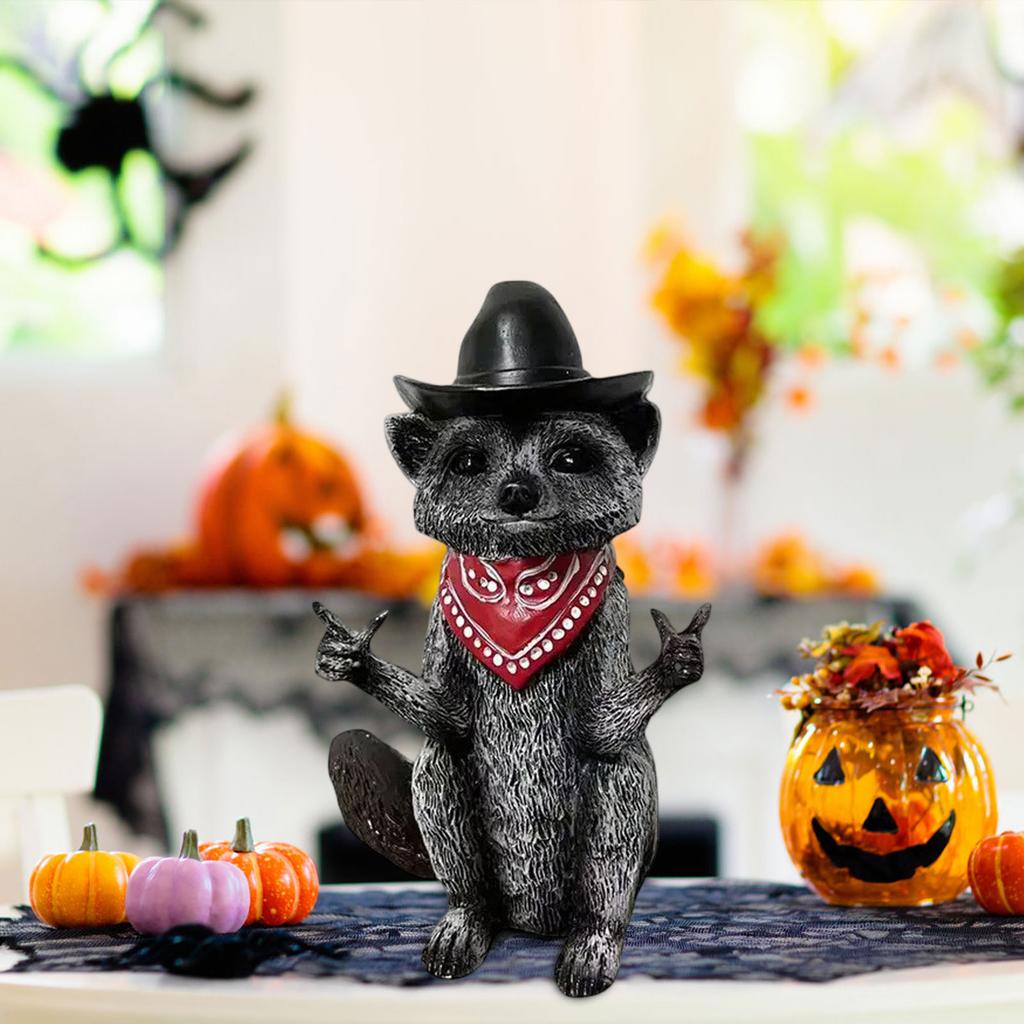 Raccoon Figurine Funny Lifelike Decorative Resin Wild Animal Statue Ornament For Desk Bookshelf Mantelpiece