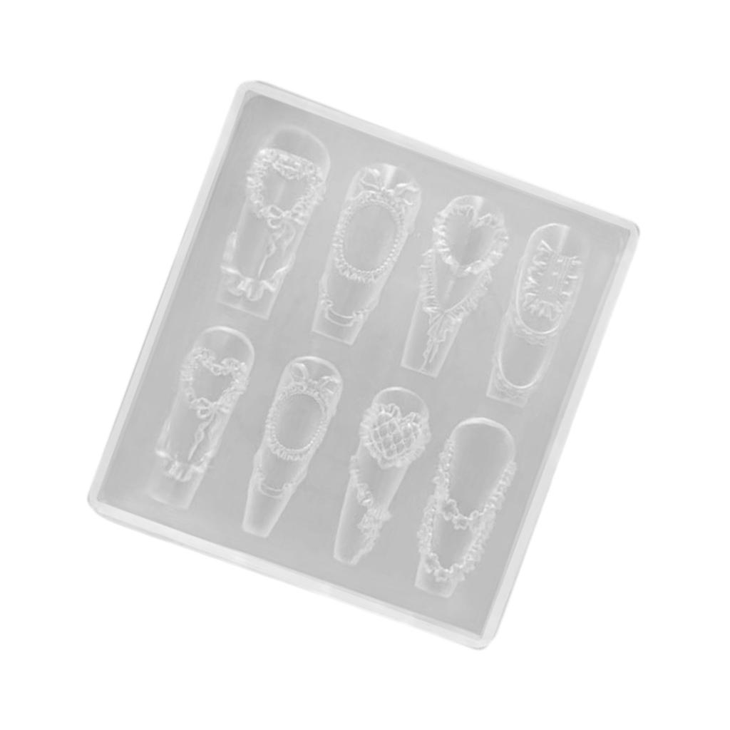 Flexible Silikon Nageldekor Form Filigrane Geschnitzte Muster Creme Rüschen Schleifen Bastelwerkzeug Resin Schmuckherstellung