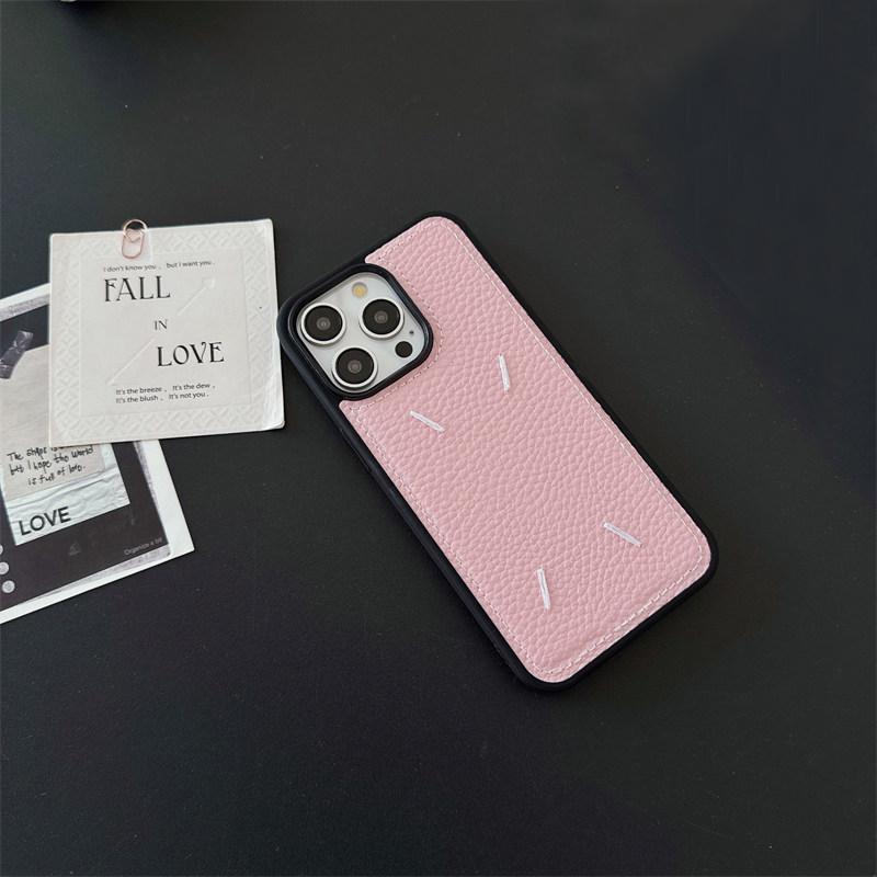 Luxury Embroidered Leather Textured Phone Case iPhone 16 15 14 13 12 11 Pro Max Drop Protection Simple Couple Designed for Both Genders