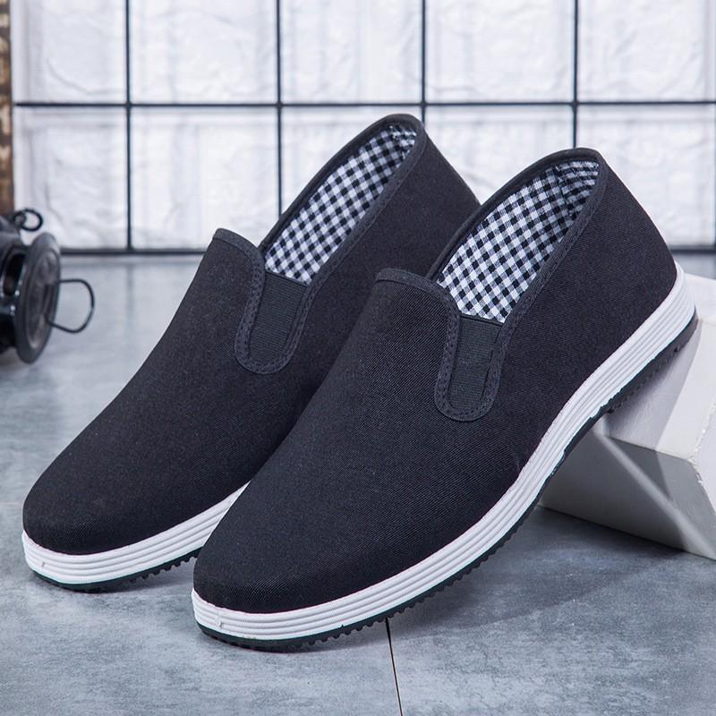 Cloth shoes breathable sweat-absorbing rubber sole casual shoes handmade lasagna black cloth shoes