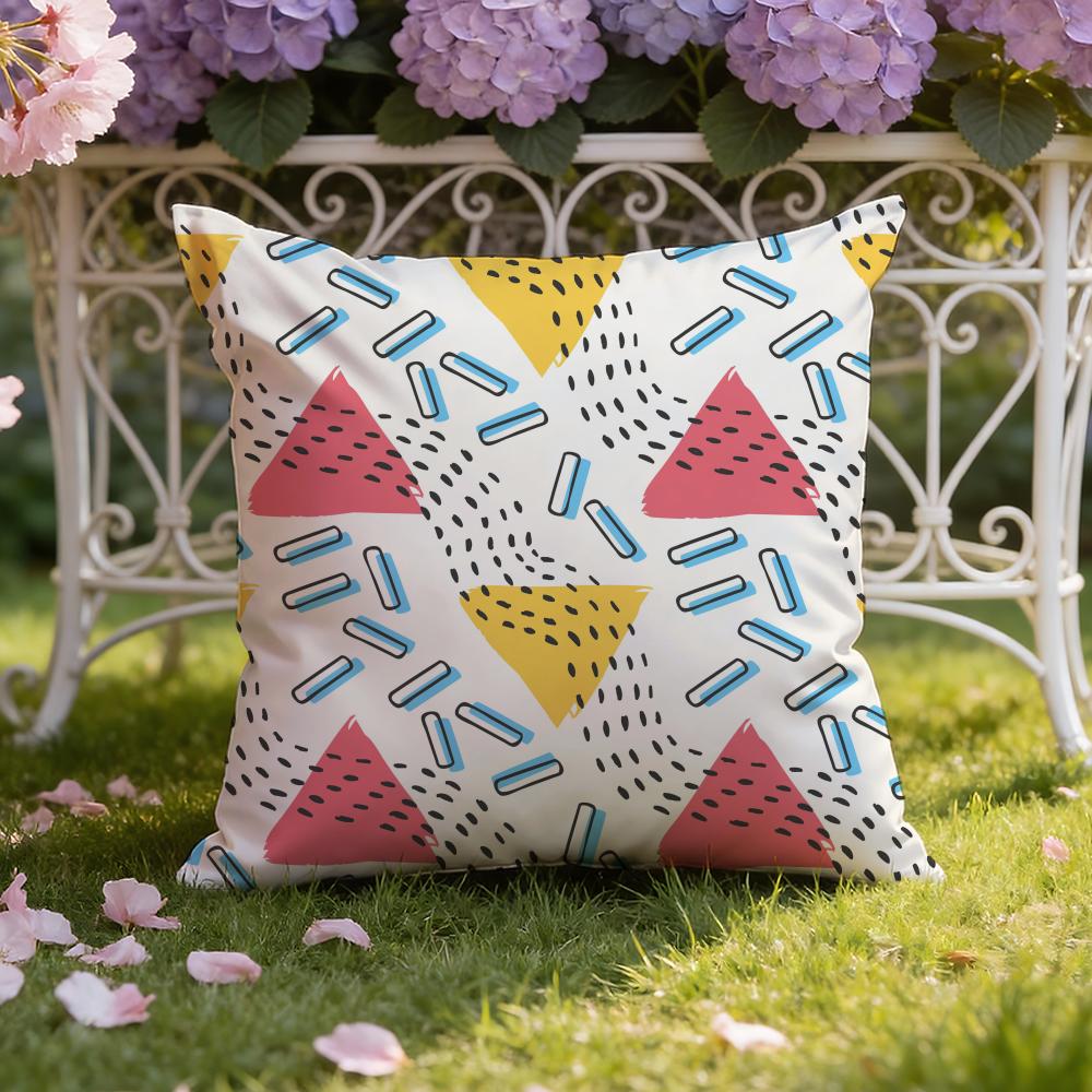 M-Memphis Seamless Patterns Cushion Cover Home & Car Dual-Scene Pillow Cover: Reversible for Premium Comfort