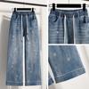 DIMANAF 2026 Spring Summer Women Plus Size Loose Jeans New Fashion Lady Denim Long Pants Oversized Bottoms