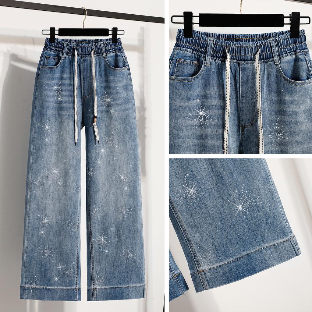 DIMANAF 2026 Spring Summer Women Plus Size Loose Jeans New Fashion Lady Denim Long Pants Oversized Bottoms