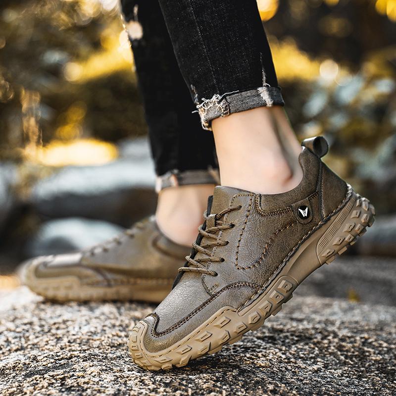 High Quality Men's Casual Leather Sneakers Flat Shoe Antiskid Walking Shoe