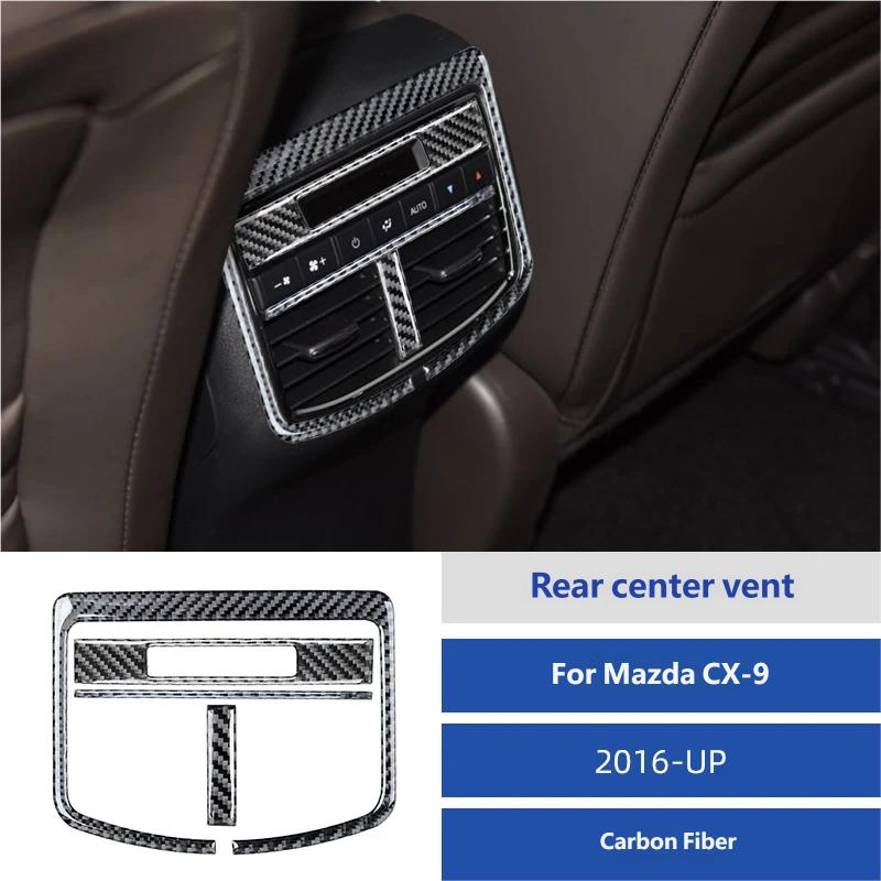 For Mazda CX-9 2016 Carbon Fiber Red Car Rear Air Conditioning Control Outlet Vent Panel Trim Frame Decoration Sticker