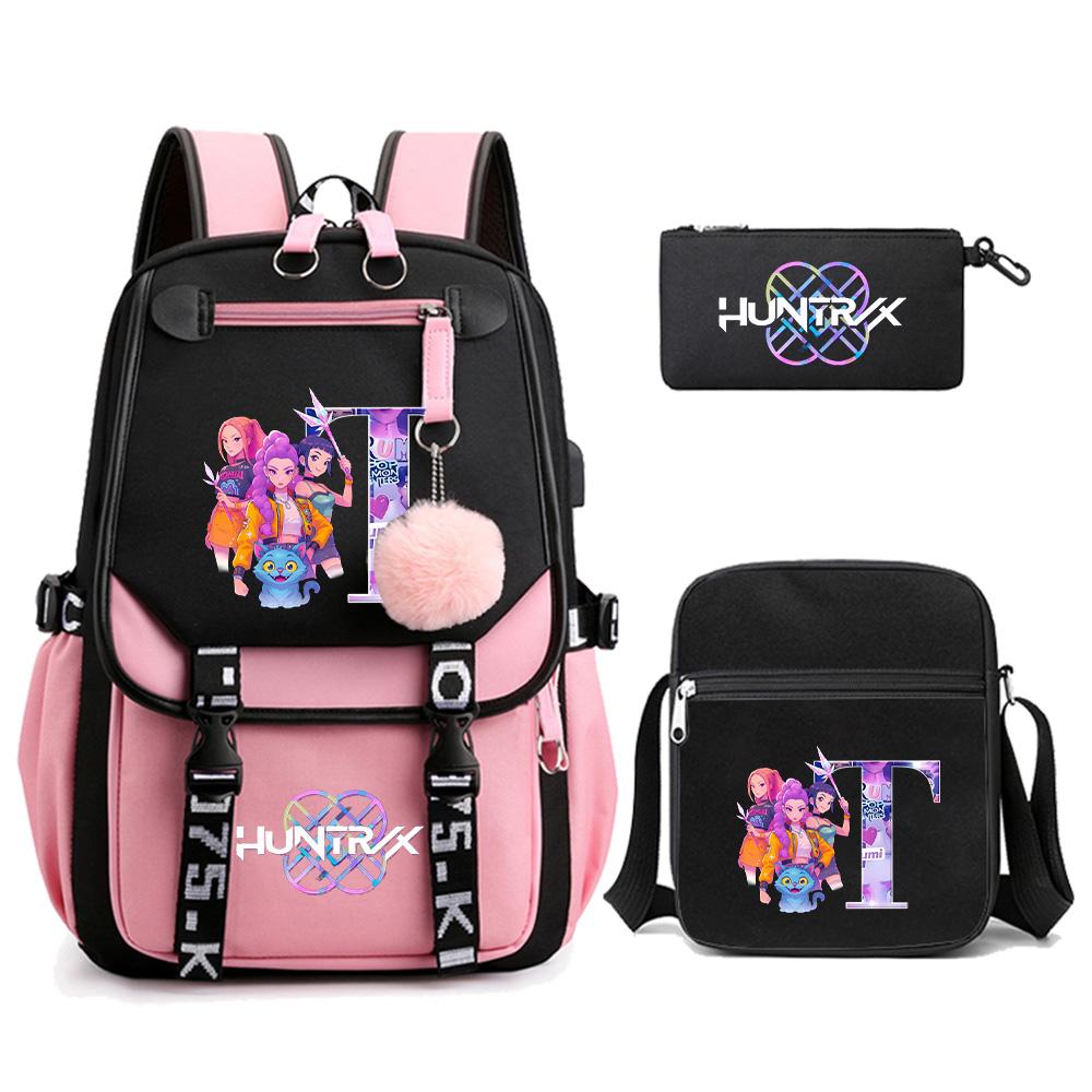 3 ks/sada Roztomilý kreslený batoh s potiskem 26 anglických písmen s taškou přes rameno pro dospívající studentku, studenta, školní taška, velkokapacitní cestovní taška, dárek pro dítě