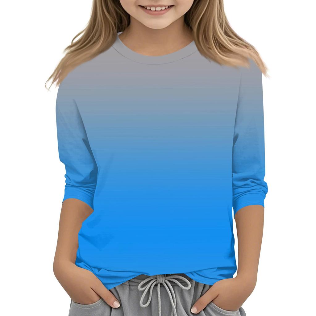 Children's 3/4 Sleeves Printed O-neck Top Everyday Casual T-shirt