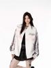 Women's American Star Embroidered Color Block Baseball Jacket – Spring/Fall