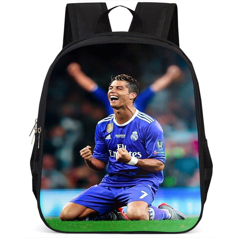 Spacious 15 Inch Cristiano Ronaldo School Backpack For Kids Lightweight Oxford Fabric