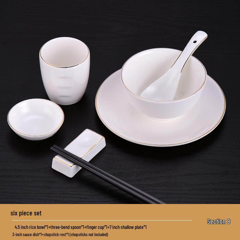 New Chinese Style Gold Rim Ceramic Tableware Set