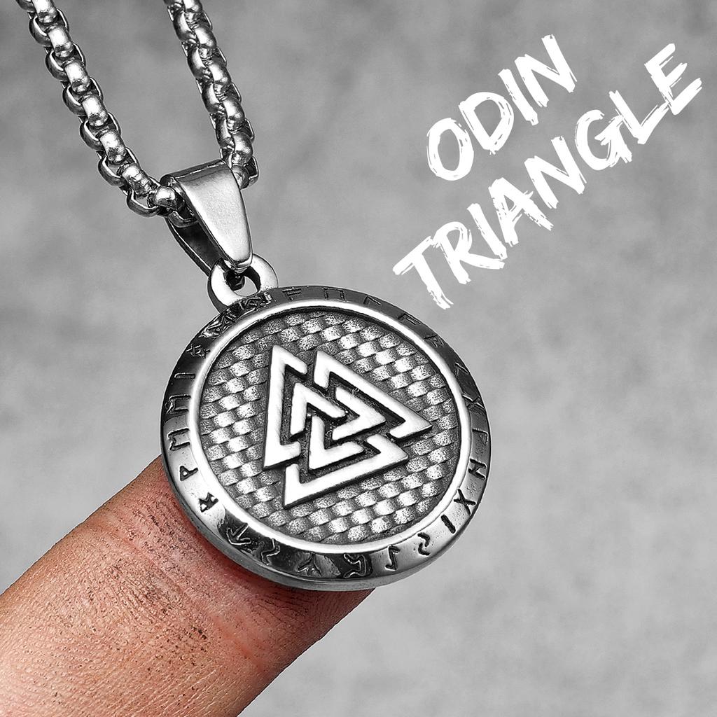 Wikinger Runen Herren Halsketten Mit Anhänger Edelstahl Schmuck Für Männer Frauen Odin Dreieck Punk Accessoires Geschenke